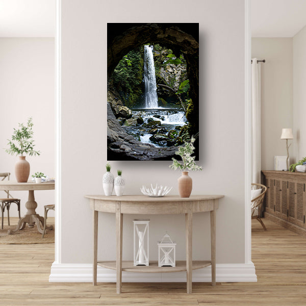 Waterval door Stenen Raam in Natuur acrylglas