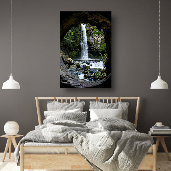 Waterval door Stenen Raam in Natuur acrylglas