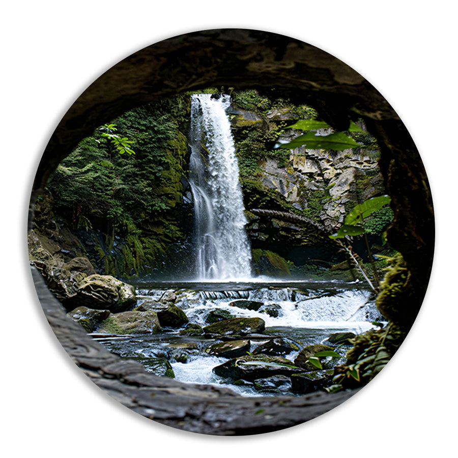 Waterval door Stenen Raam in Natuur forex muurcirkel