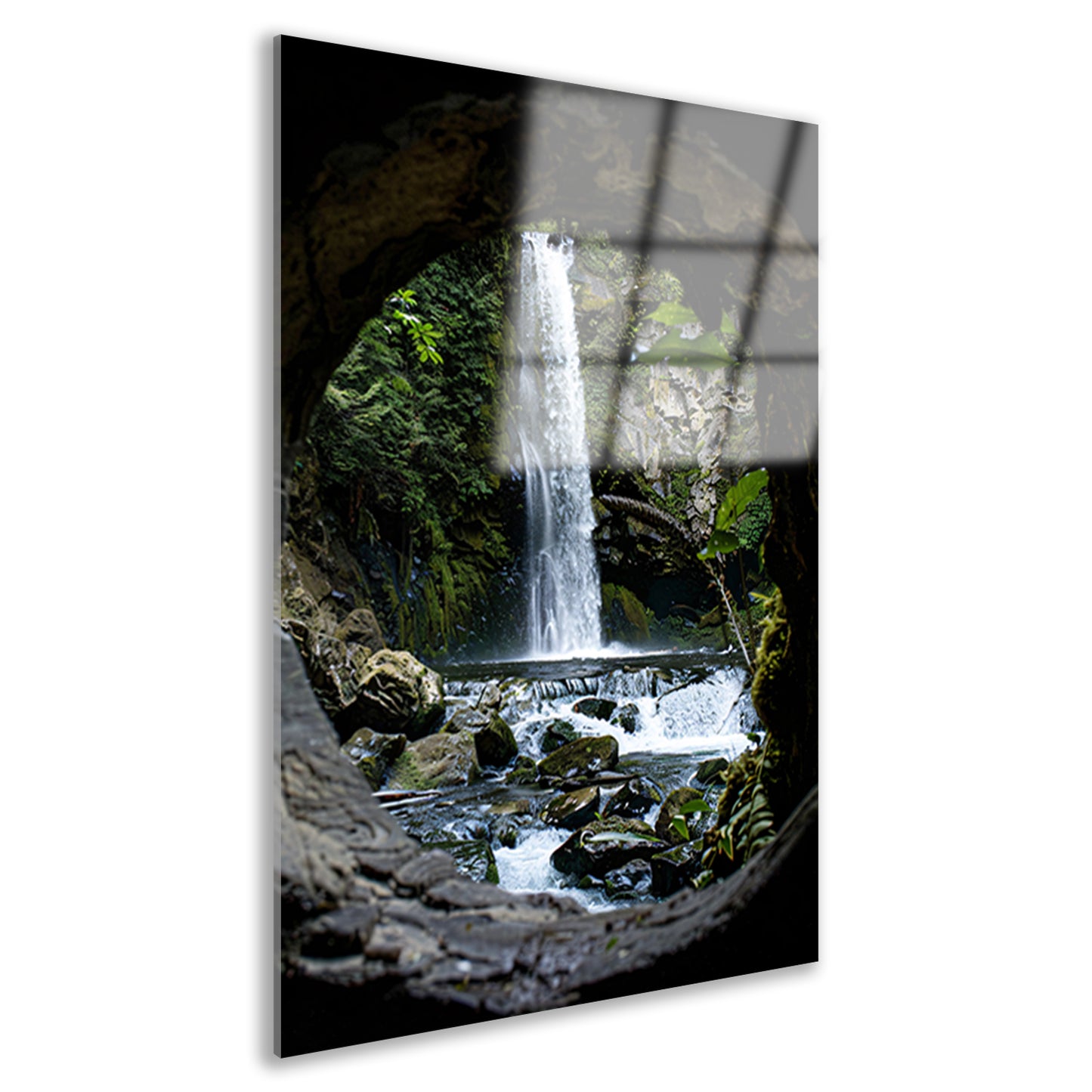 Waterval door Stenen Raam in Natuur acrylglas