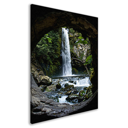 Waterval door Stenen Raam in Natuur canvas