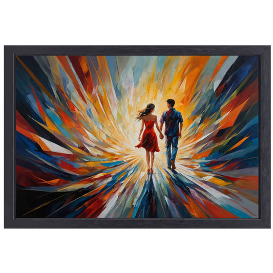 In de Vortex van Kleur en Licht canvas met baklijst