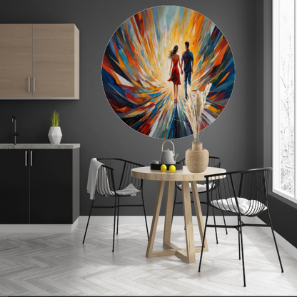 In de Vortex van Kleur en Licht aluminium muurcirkel