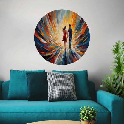 In de Vortex van Kleur en Licht aluminium muurcirkel