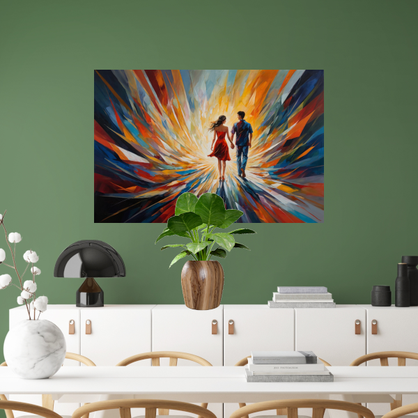 In de Vortex van Kleur en Licht canvas met baklijst