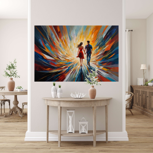 In de Vortex van Kleur en Licht canvas met baklijst