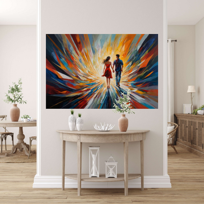 In de Vortex van Kleur en Licht canvas met baklijst