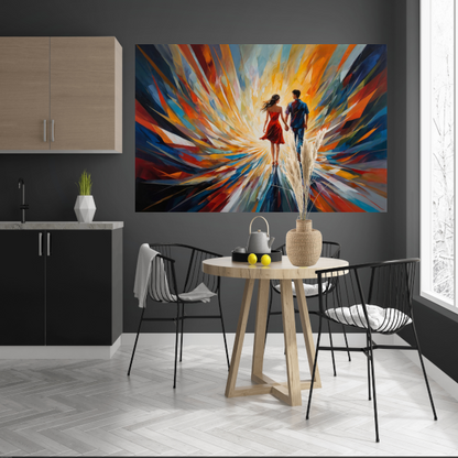 In de Vortex van Kleur en Licht canvas met baklijst