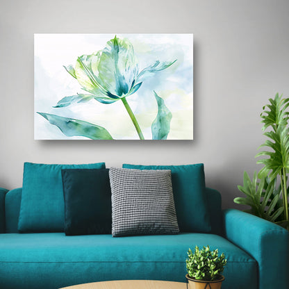 Abstracte aquarel van groene tulp bladeren poster