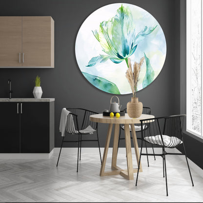Abstracte aquarel van groene tulp bladeren aluminium muurcirkel