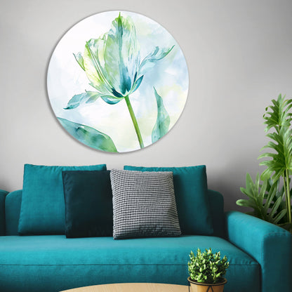 Abstracte aquarel van groene tulp bladeren aluminium muurcirkel