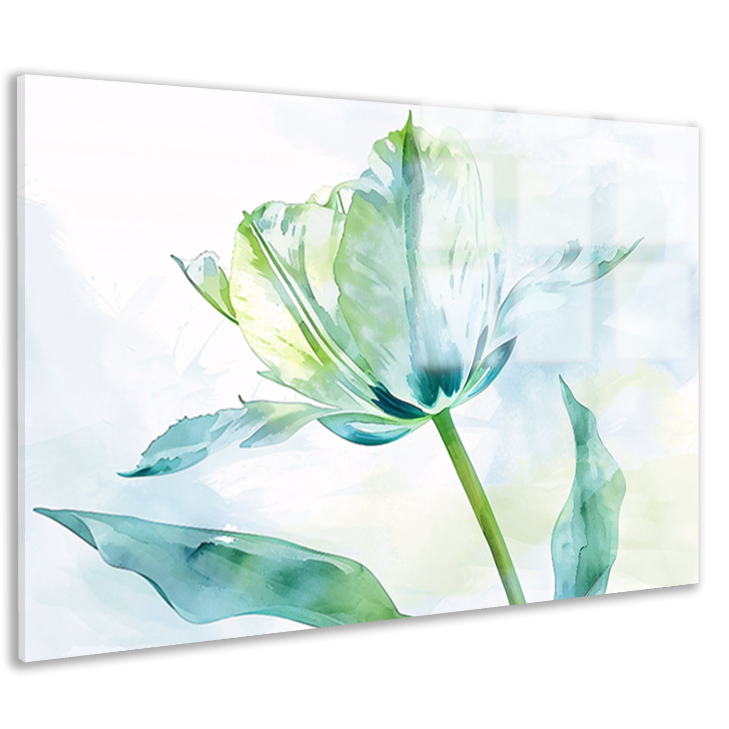 Abstracte aquarel van groene tulp bladeren acrylglas