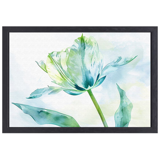 Abstracte aquarel van groene tulp bladeren canvas met baklijst