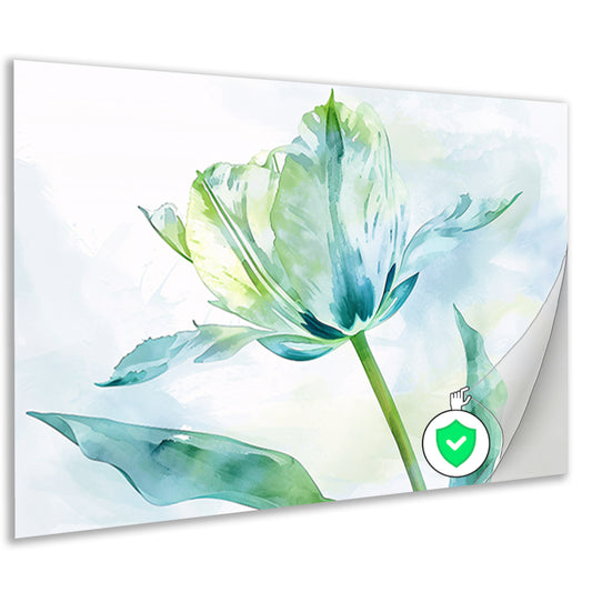 Abstracte aquarel van groene tulp bladeren poster