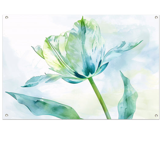 Abstracte aquarel van groene tulp bladeren tuinposter