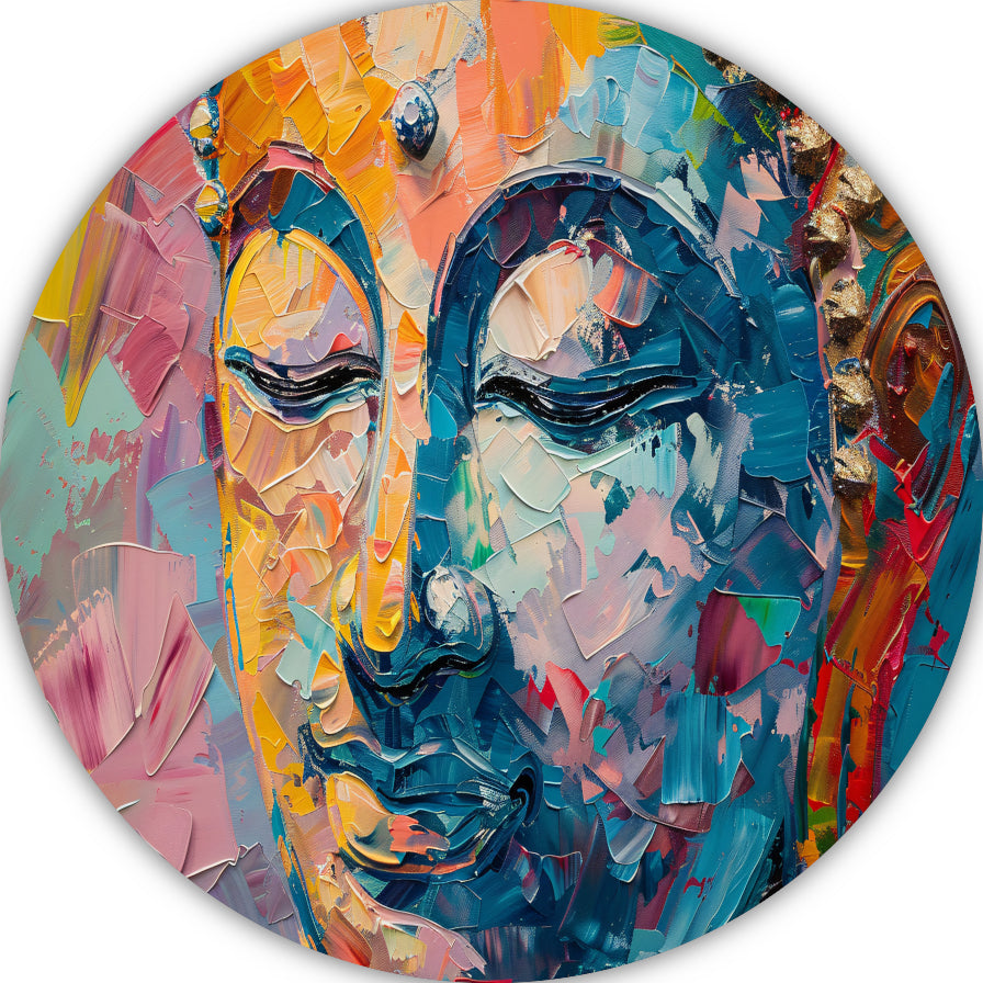 Expressieve abstracte compositie in levendige olieverf forex muurcirkel