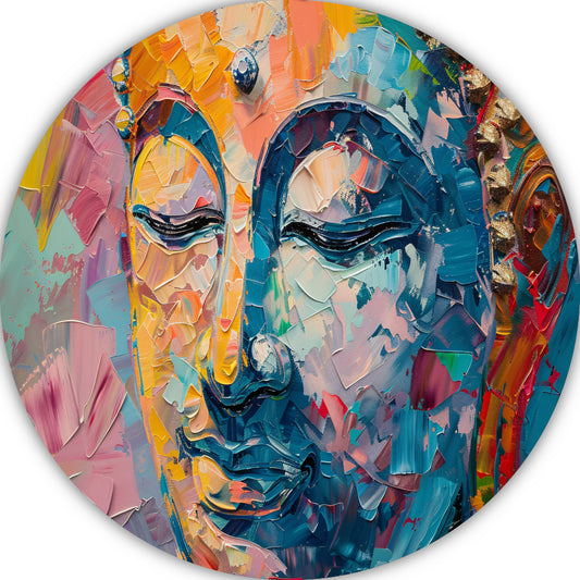 Expressieve abstracte compositie in levendige olieverf forex muurcirkel