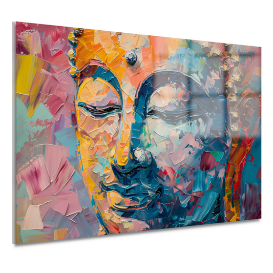 Expressieve abstracte compositie in levendige olieverf acrylglas