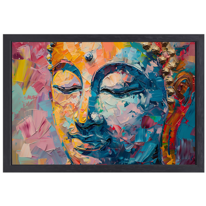 Expressieve abstracte compositie in levendige olieverf canvas met baklijst