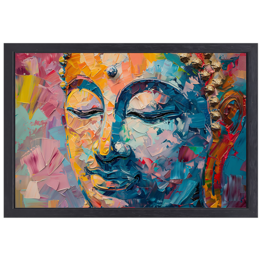 Expressieve abstracte compositie in levendige olieverf canvas met baklijst