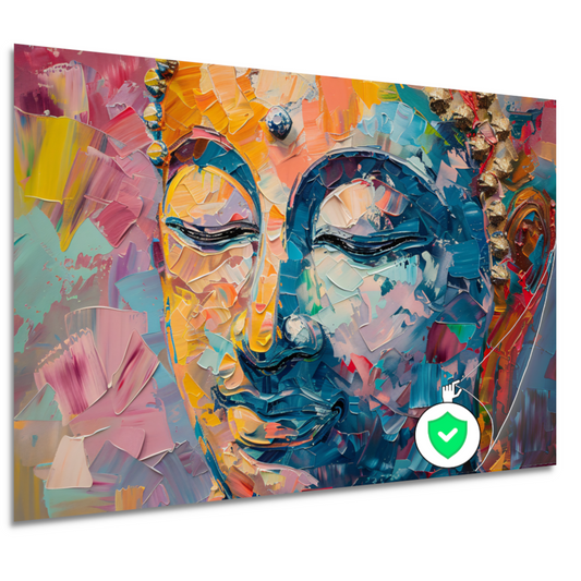 Expressieve abstracte compositie in levendige olieverf poster