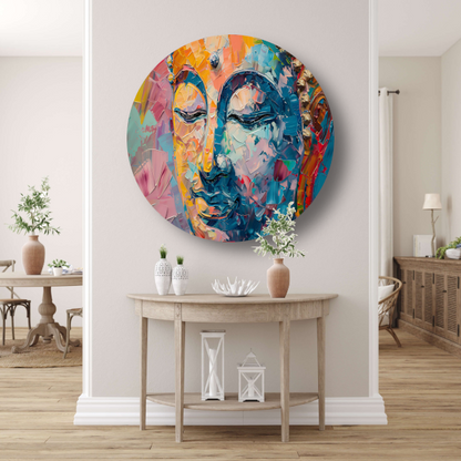 Expressieve abstracte compositie in levendige olieverf forex muurcirkel