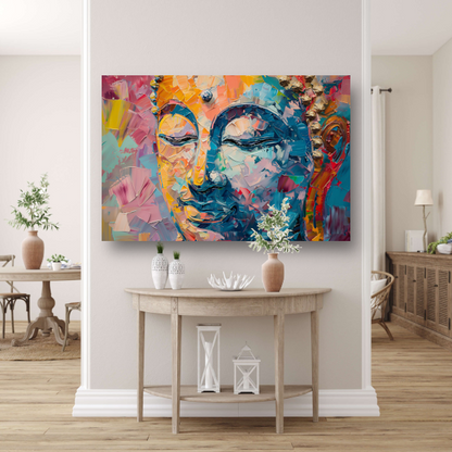 Expressieve abstracte compositie in levendige olieverf poster