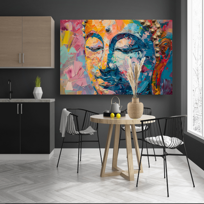 Expressieve abstracte compositie in levendige olieverf canvas