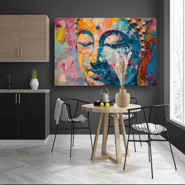 Expressieve abstracte compositie in levendige olieverf poster