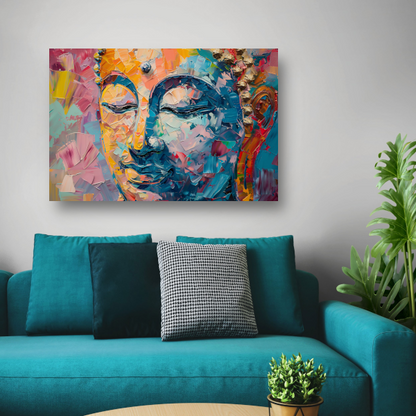 Expressieve abstracte compositie in levendige olieverf poster