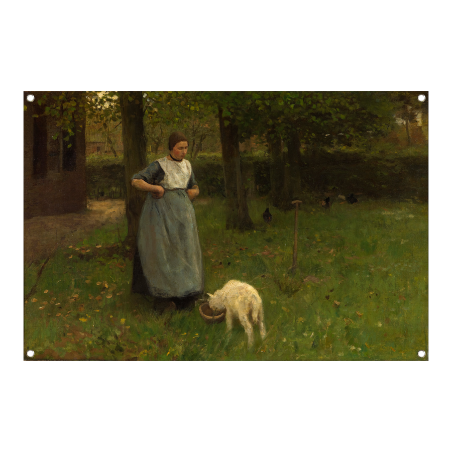 Vrouw uit Laren met Lamsvlees - Anton Mauve tuinposter