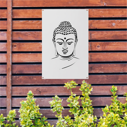 Zen Boeddha Minimalistisch Lijntekening Portret tuinposter