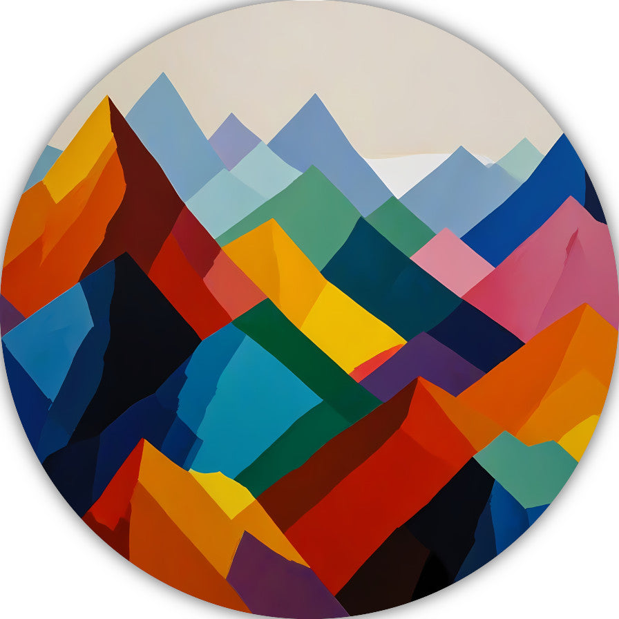 Dynamisch Kleurenspectrum van Abstracte Bergen aluminium muurcirkel
