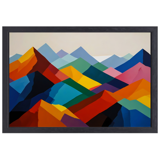Dynamisch Kleurenspectrum van Abstracte Bergen canvas met baklijst