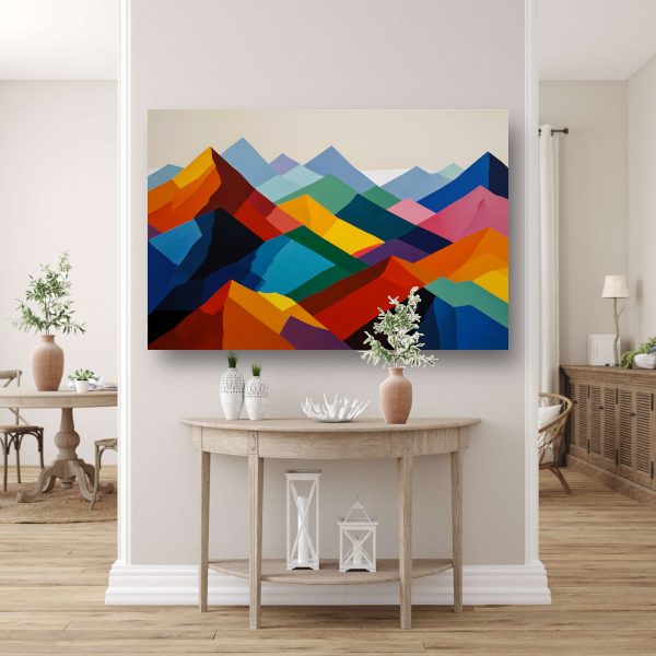 Dynamisch Kleurenspectrum van Abstracte Bergen poster
