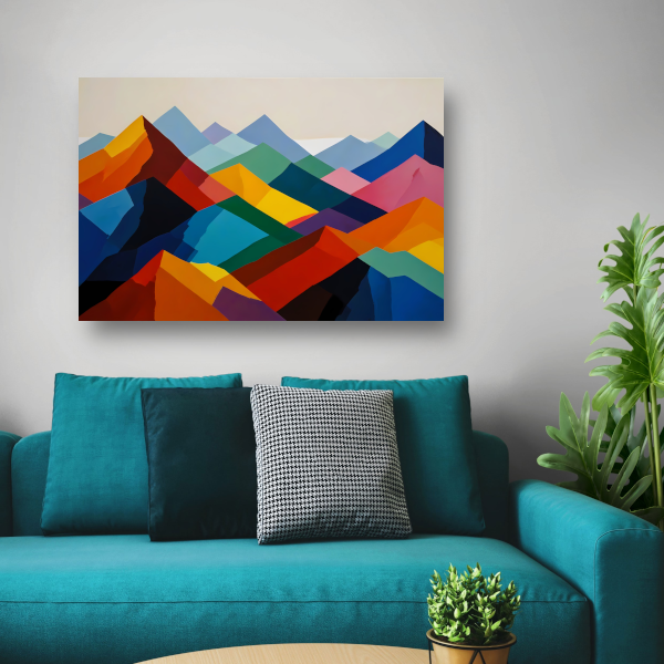 Dynamisch Kleurenspectrum van Abstracte Bergen poster