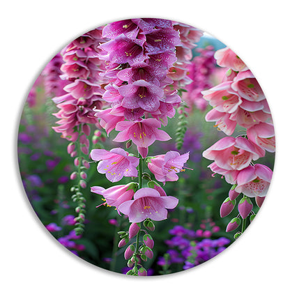 Close-up van Roze Bloemen met Dauwdruppels forex muurcirkel