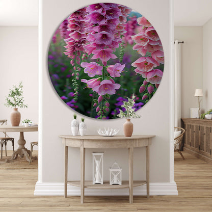 Close-up van Roze Bloemen met Dauwdruppels forex muurcirkel