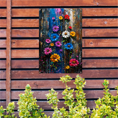 Kleurrijk abstract schilderij van levendige bloemen tuinposter