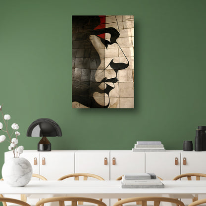 Abstract portret op moderne tegelmuur poster