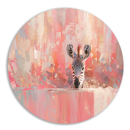 Zebra in kleurrijke abstracte kunstomgeving aluminium muurcirkel