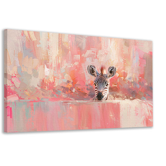 Zebra in kleurrijke abstracte kunstomgeving canvas