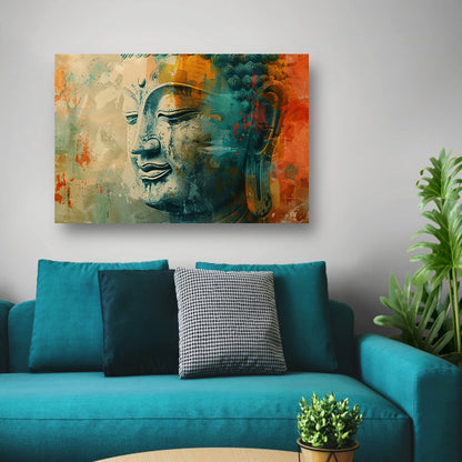 Mystieke abstracte Boeddha in levendige kleuren acrylglas
