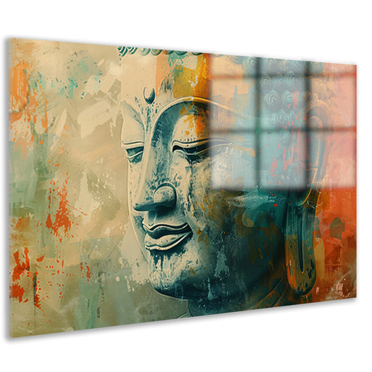 Mystieke abstracte Boeddha in levendige kleuren acrylglas