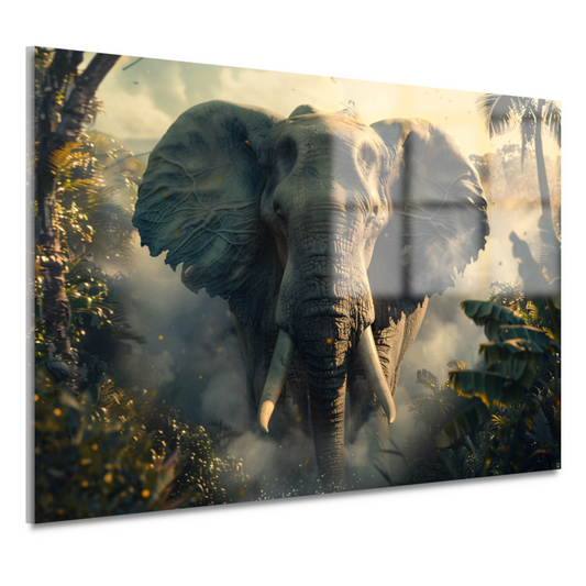 Majestueuze olifant in mistige ochtend acrylglas