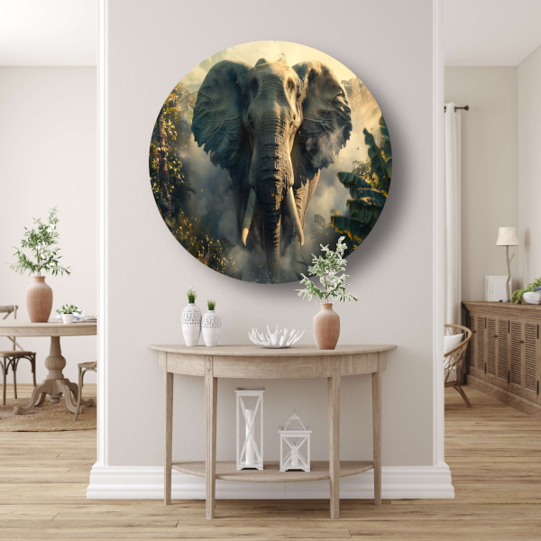 Majestueuze olifant in mistige ochtend forex muurcirkel