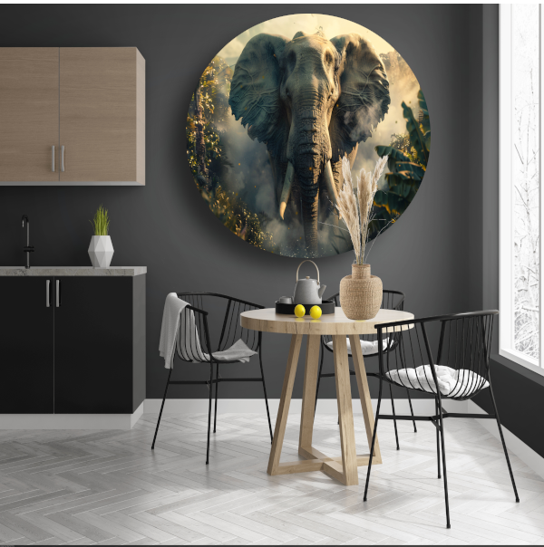 Majestueuze olifant in mistige ochtend forex muurcirkel