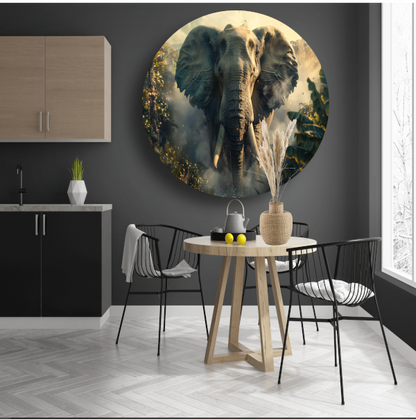 Majestueuze olifant in mistige ochtend forex muurcirkel