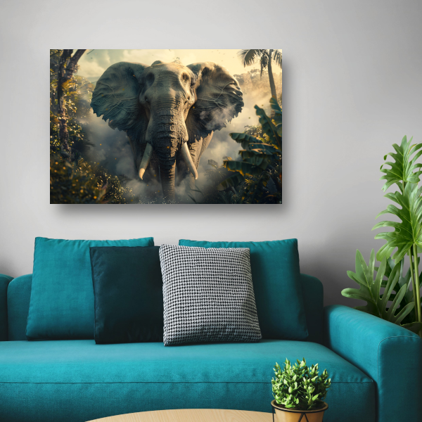 Majestueuze olifant in mistige ochtend acrylglas