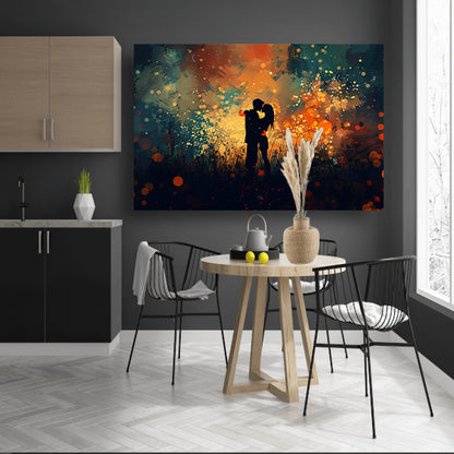 Omarmd Paar in Schemerlicht canvas